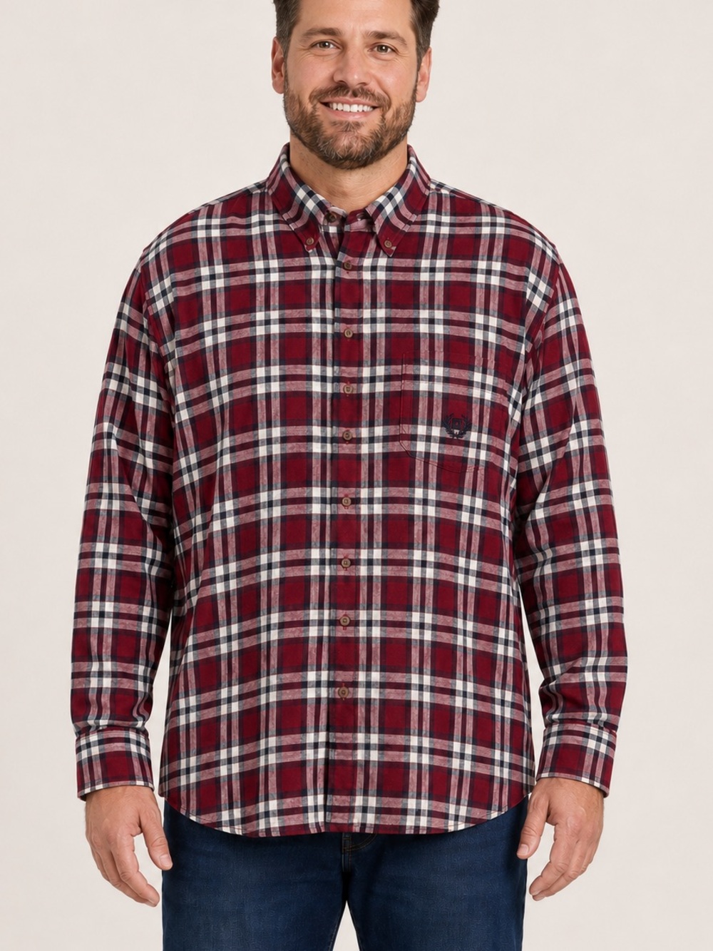 CHAPS Men’s XL Red Plaid Flannel Shirt Cotton Button Down Long Sleeve